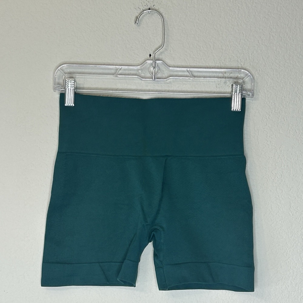 SET Active High Waist Seamless Bike Shorts Womens Size S Teal Athletic